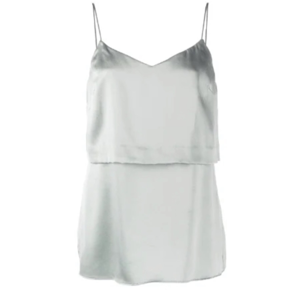 St. John Double Layered Silk Charmeuse Camisole Grey Size L New with Tag